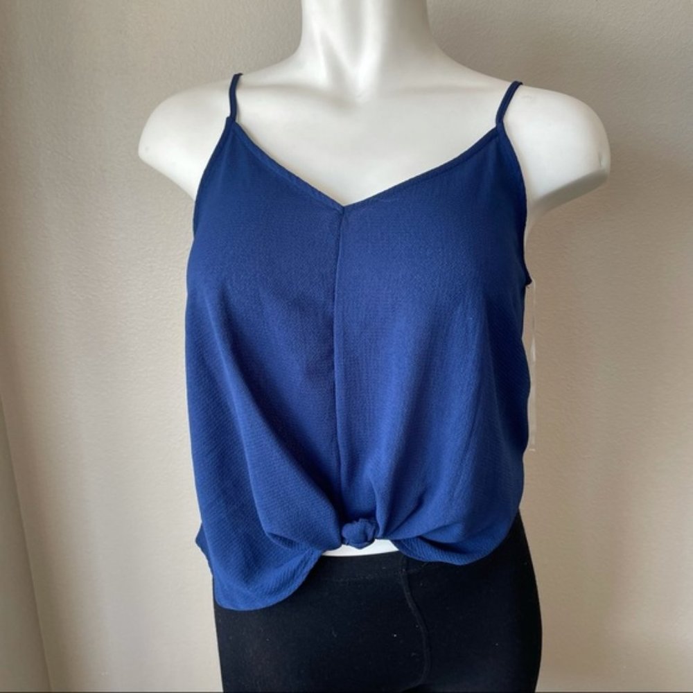 New Without Tags Lush Devon Knot Front Cami Blouse Bright Blue